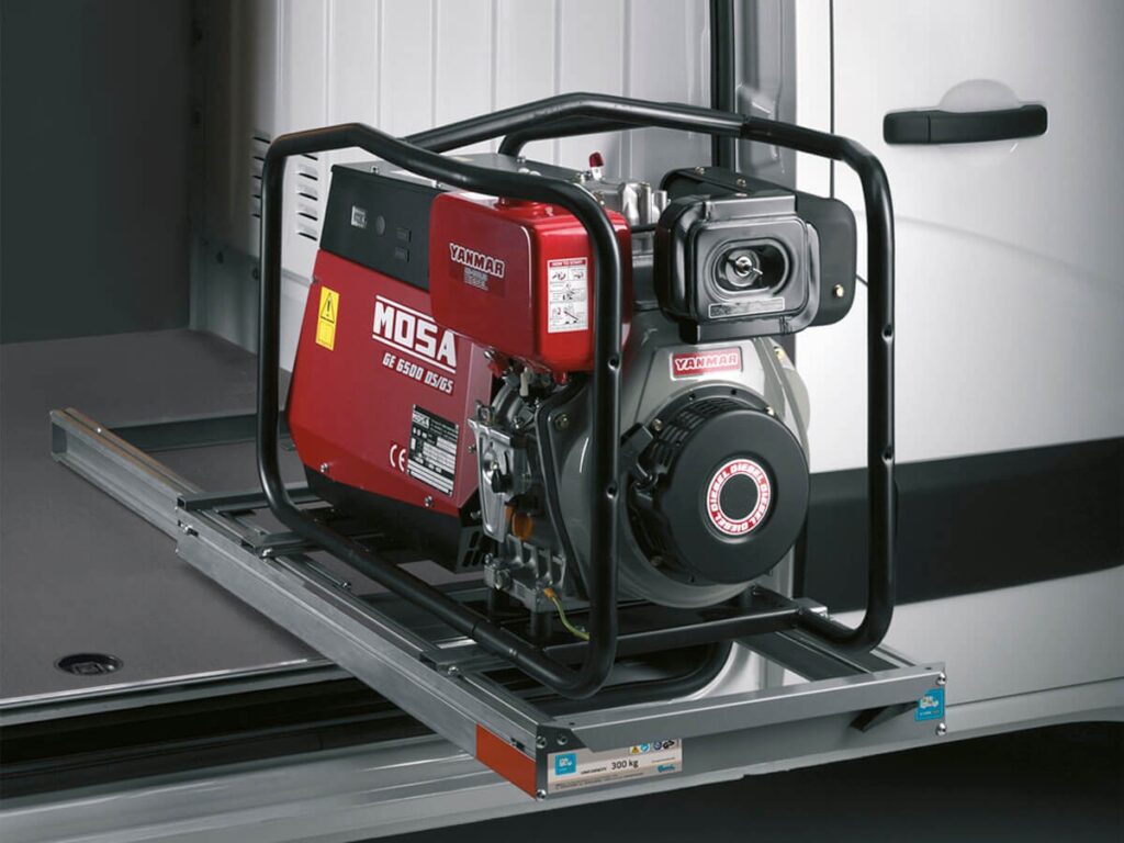 Storevan oplossing generator buiten het voertuig