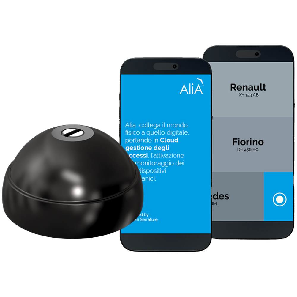 UFO Cloud: het veiligheidsslot naast een smartphone met de bijhorende app
